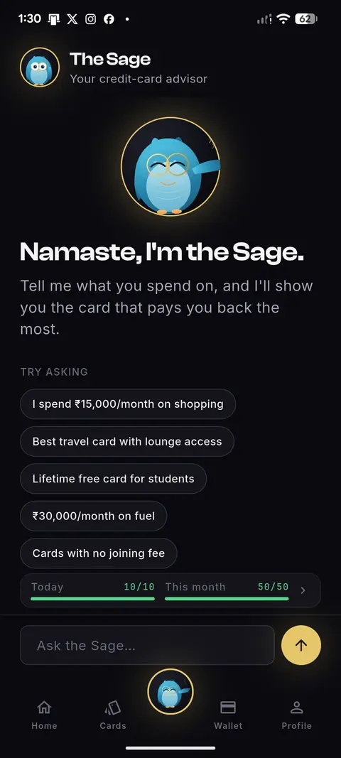 Chat with the Sage about which card fits your spend